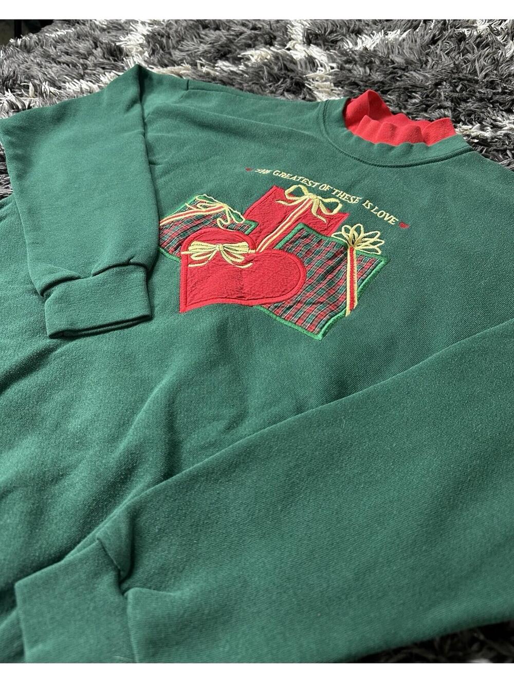 Vintage 90s Pleasant Shade Sweatshirt XL Green Double Collar Made in USA Love